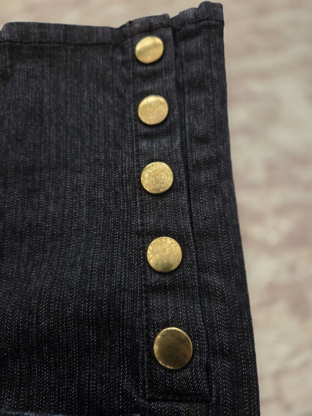 Dark BLUE Button-Hem Women’s Jeans - Picture 4 of 8